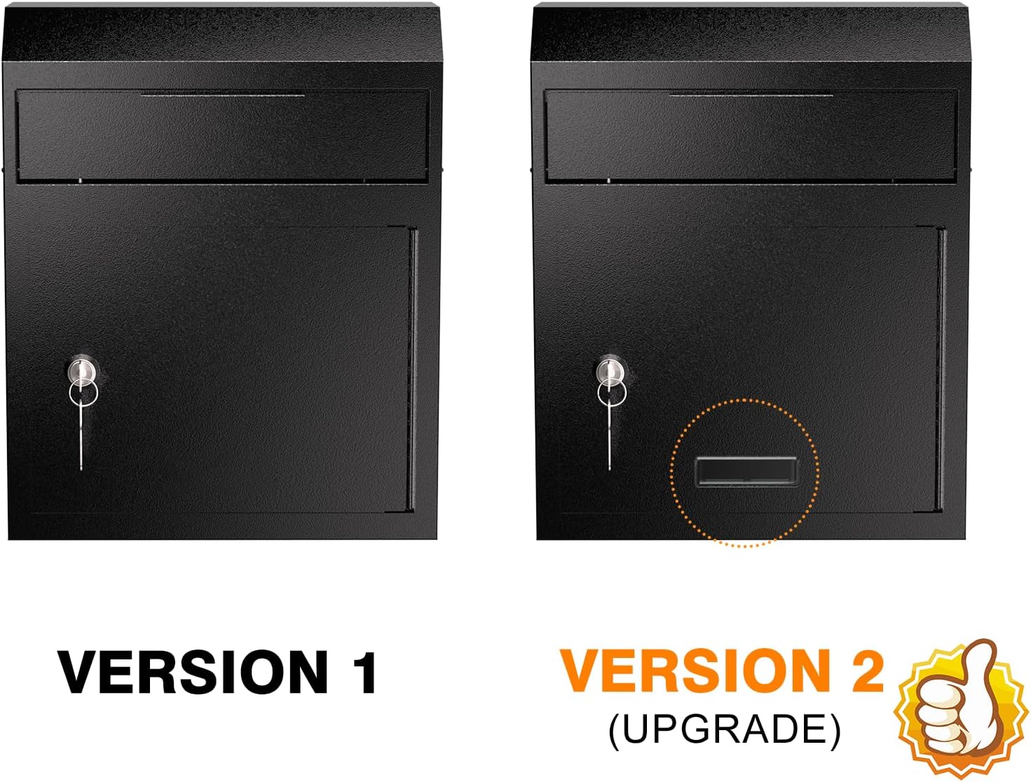 Wall Mounted Locking Mailbox – Heavy Duty Key Drop Box with Anti-Theft Design for Rents Cash Mails Deposits Checks Envelopes – Ideal for Home, Office, School, 12"W x 4.25"D x 14.75"H (Black)