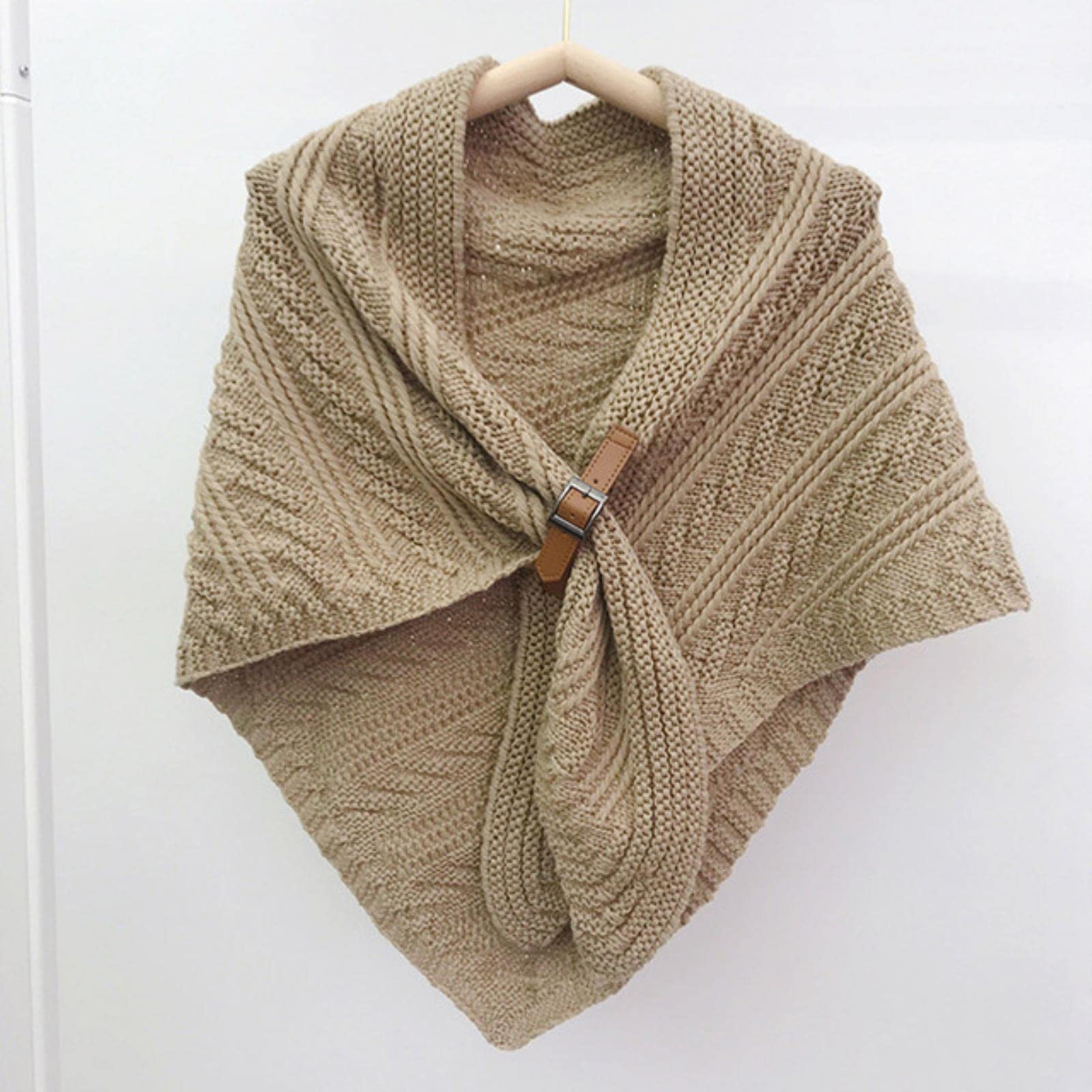 Große solide Dreieckstuch Frauen Winter gestrickt Umhänge Tippet Büro Warm Schal Wraps Belt-Lock Shrug