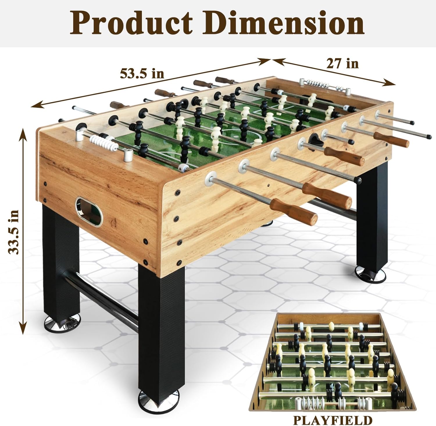 55" Competition Sized Foosball Table, Arcade Table Soccer for Home with Leg Levelers and Heavy-Duty Legs