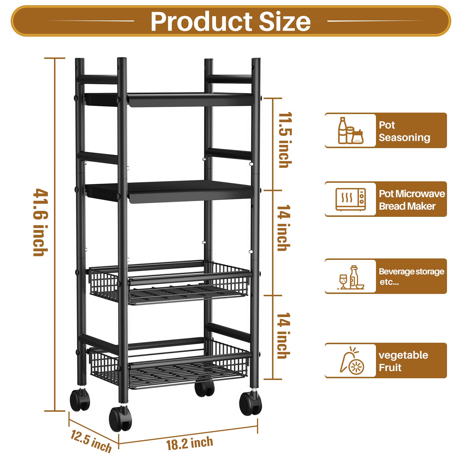 4 Tier Rolling Cartnull