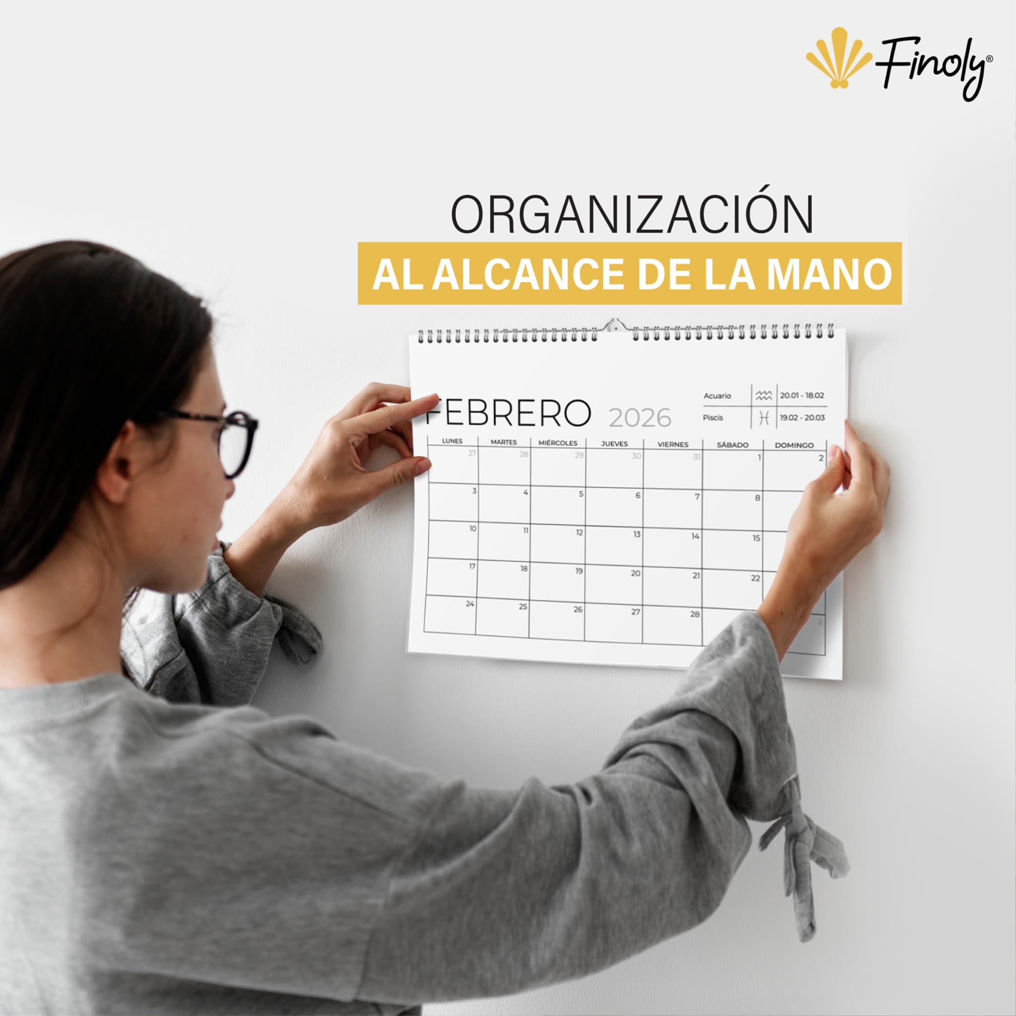 Finoly Calendario 2026 Pared Julio 2026 Diciembre 2027 (18 Meses) | Calendario Mensual 2026 | Calendario Pared 2026 | Almanaque 2026 con Cuelga Fácil