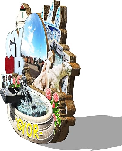 Miniatura 2 de Hungría Gyor imán de nevera de madera 3D monumentos de viaje coleccionables recuerdos decoración hecha a mano