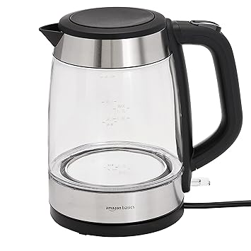 Amazonbasics 2200W Kettle | Sleek Design With 1.7L Borosilicate Glass Body, Led Illumination & Heat Resis