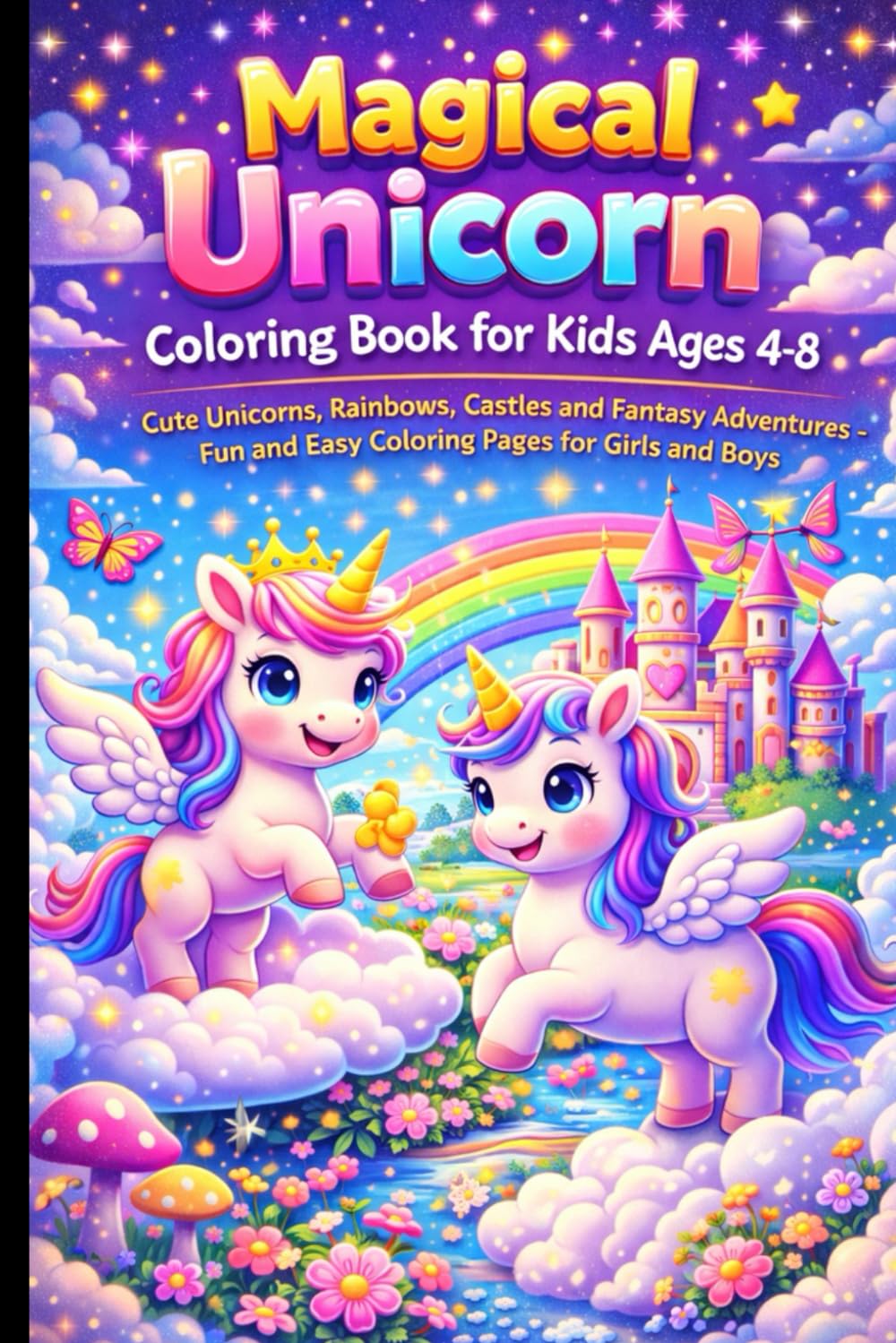 Magical Unicorn Coloring Book for Kids Ages 4–8: Cute Unicorns, Rainbows, Castles and Fantasy Adventures – Fun and Easy Coloring Pages for Girls and Boys