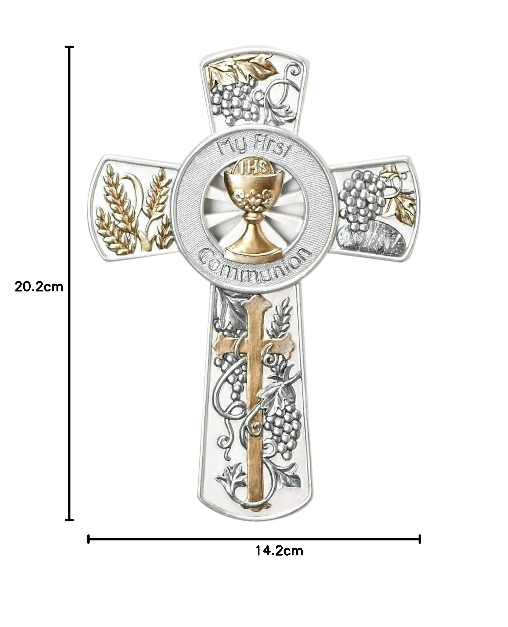 8" Resin My First Communion Wall Cross with Gold and Silver Finish by Roman