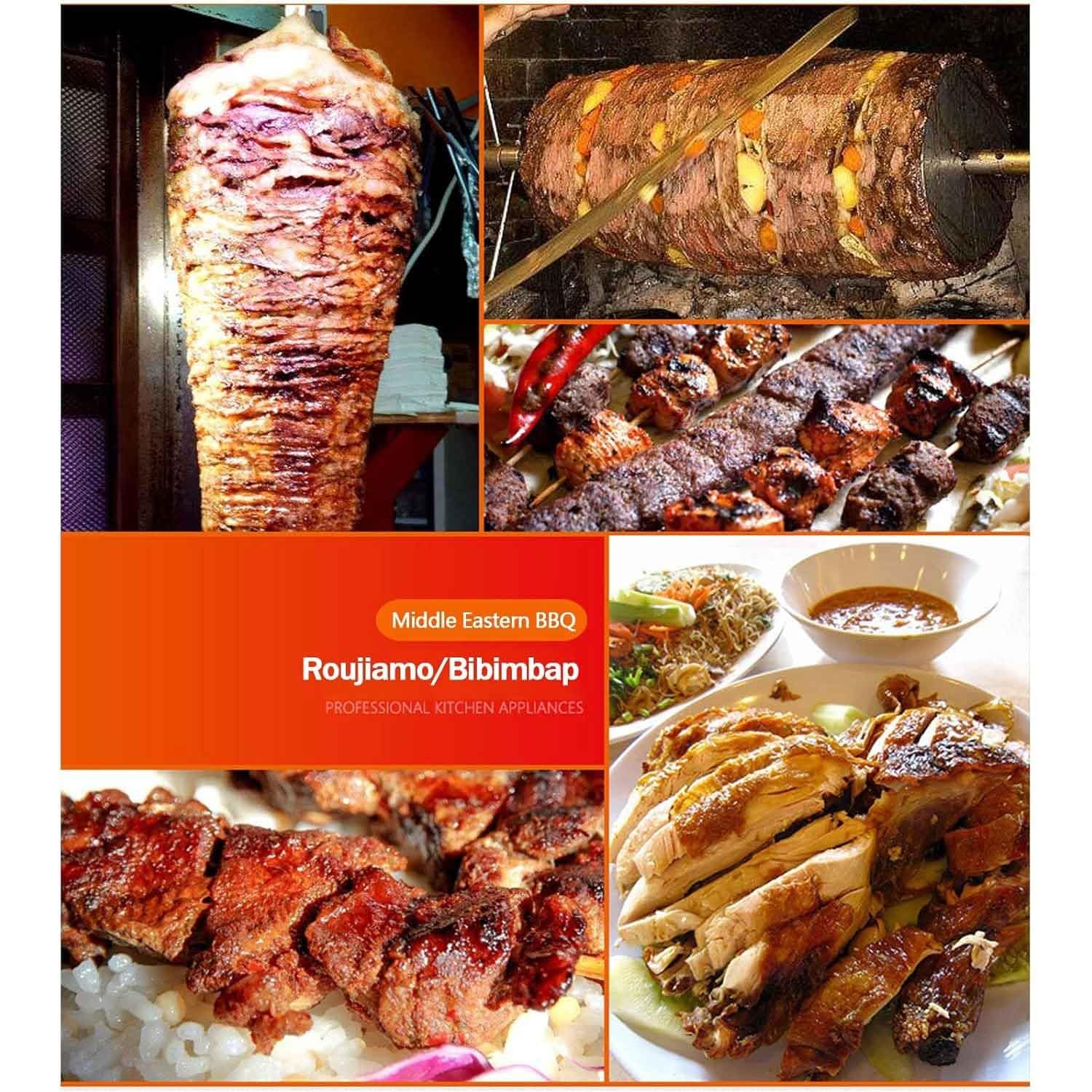 Handlowa maszyna Shawarma, obrotowa palarka gazowa na blacie z wydajnym ogrzewaniem, pionowy rożen ze stali nierdzewnej do kurczaka, mięsa tacos