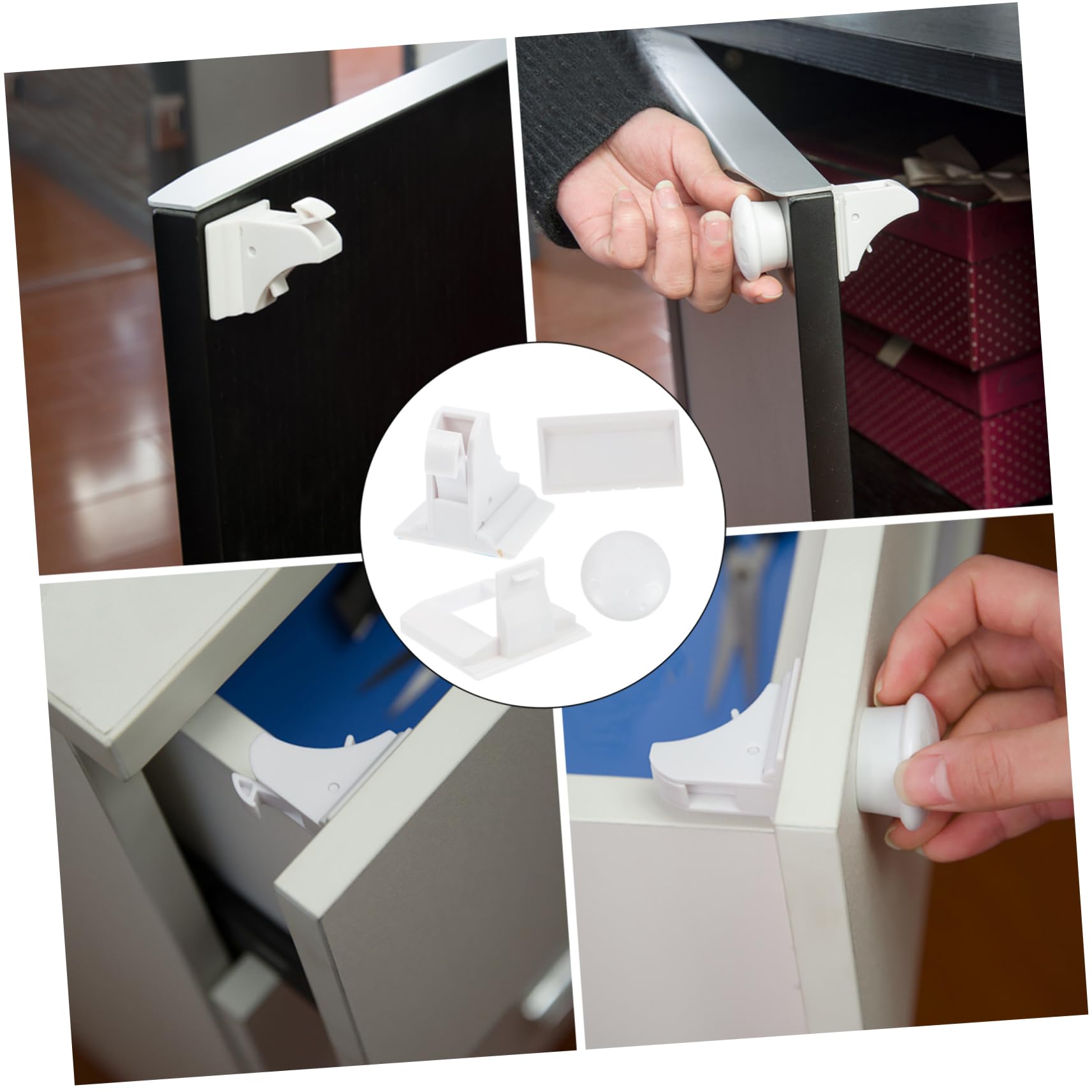 BESTonZON 10 Piezas bloqueo para niños cerradura iman door lock cerradura magnética invisible cerraduras magnéticas de seguridad para armarios cerradura del cajón cerradura de cajón adhesiva
