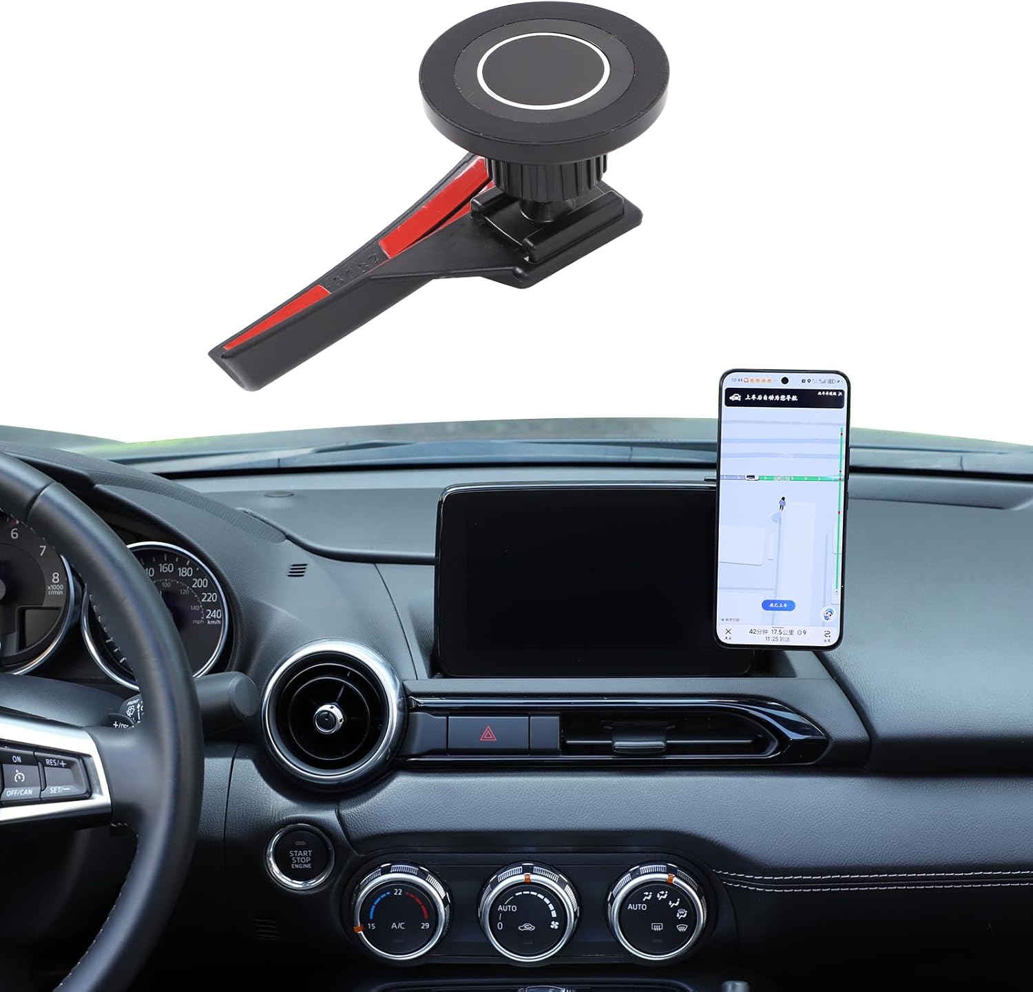 Phone Holder for Mazda MX-5 2016-2025/ Fiat 124 Spider 2017-2020 Accessories, Dash Panel Navigation Screen Cell Phone Mount Bracket, Dash Clip, Center Console Mobile Phone Stand Clamp, ABS (Type E)