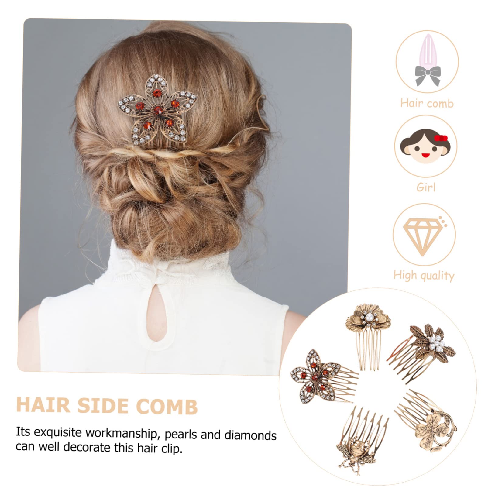 MAGICLULU 15 Piezas Peine De Pelo De Diamantes Retro Accesorios Para El Cabello De Boda Clips De Peine De De Pelo Horquillas Decorativas Horquilla De Elegante Clip De