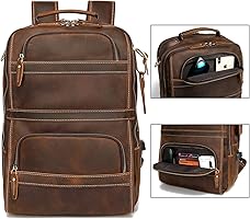 Amazon.com: LANNSYNE Vintage Genuine Leather Backpack For Men 15.6 Amazon.com: LANNSYNE Vintage Genuine Leather Backpack For Men 15.6