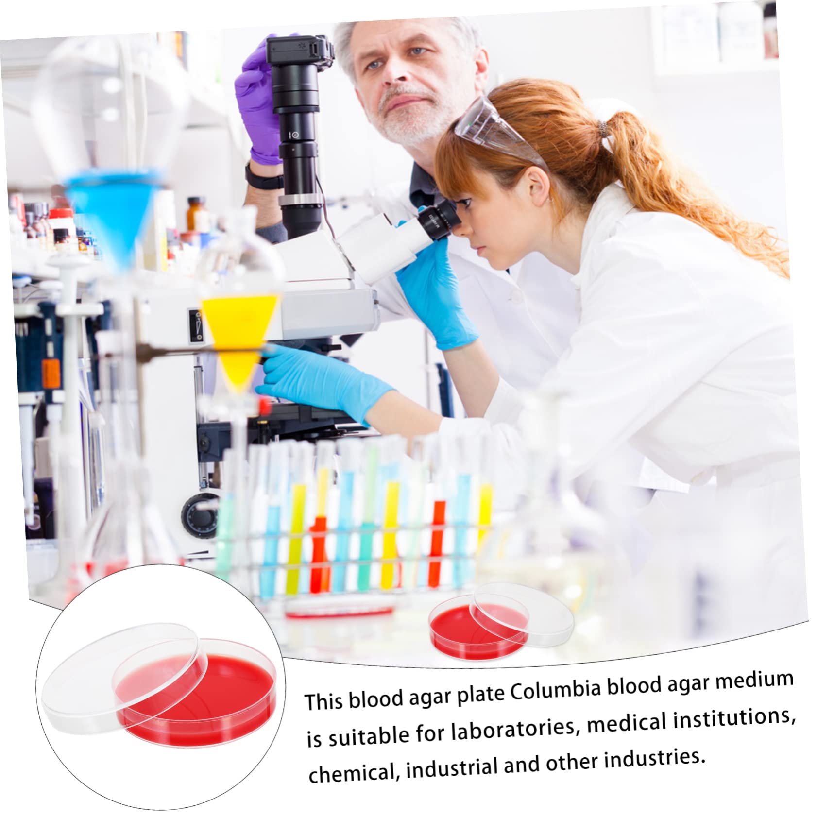 Milieu de Croissance à Base D'agar Rouge pour Laboratoire Médical et Industriel, Boîtes de Pétri en Pe, Surface Lisse Intérieure et Extérieure, Lot de 10 Pièces