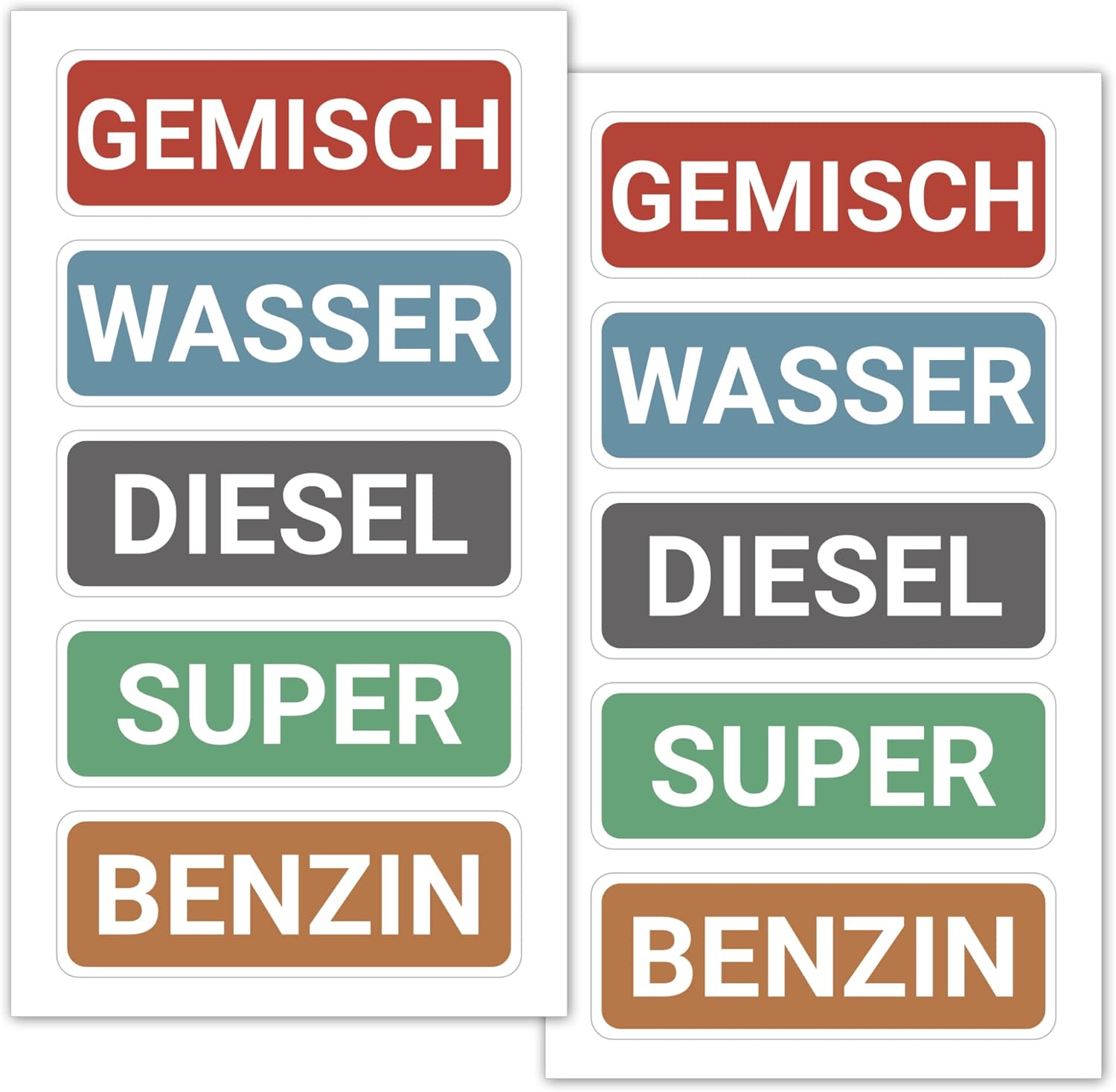 Kraftstoff Aufkleber Super, Benzin, Diesel, Gemisch, Wasser