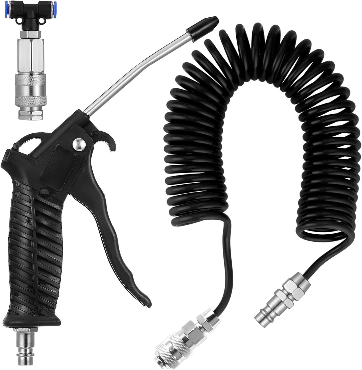 Truck Air Duster Gun with 5 Metre Recoil Hose Blow Dust Gun Heavy Duty Air Gun Cleaning Kit for Lorry Truck Car