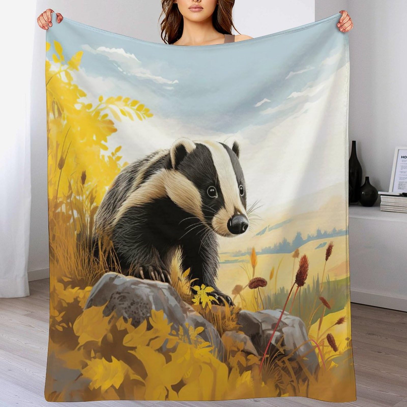 Couverture blaireau chaude et moelleuse en polaire de flannel super confortable