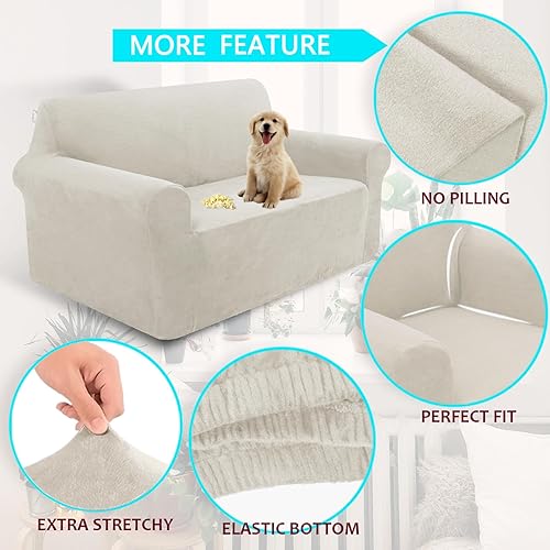 Miniatura 9 de U-NICE HOME Fundas de terciopelo para sofá, funda elástica para sofá, protector de muebles para perros (silla, gris claro)
