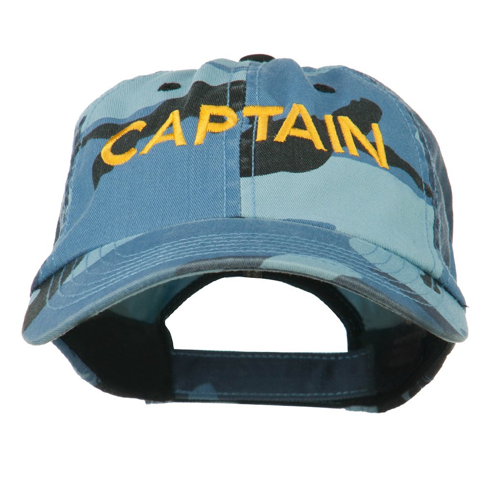 E4hatsCaptain Embroidered Enzyme Washed Camo Cap - Sky OSFM