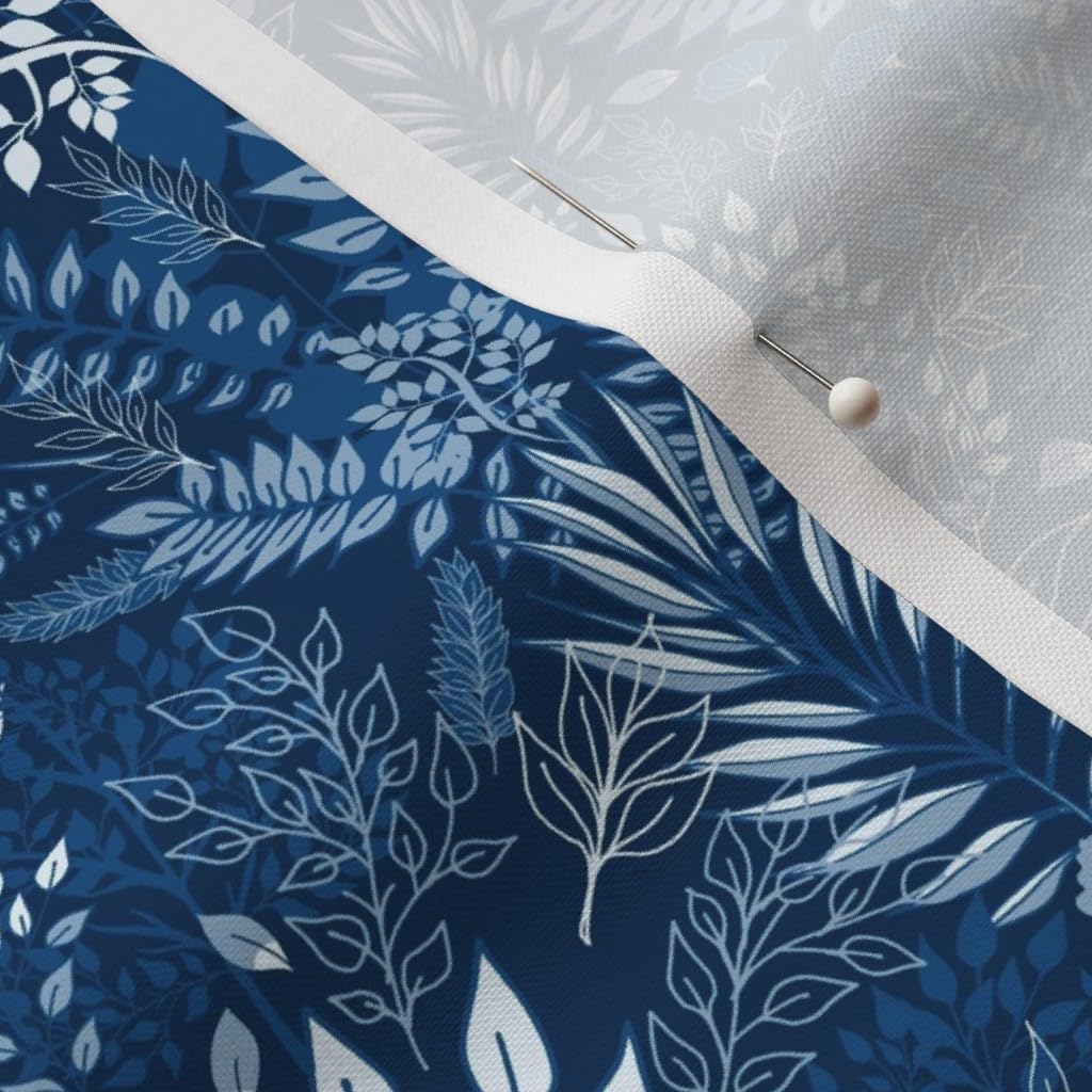 Spoonflower Fabric - Classic Blues Woodland Forest Magical Botanical Whimsical Woods Gingko Printed on Petal Signature Cotton Fabric by The Yard - Sewing Quilting Apparel Crafts Decor
