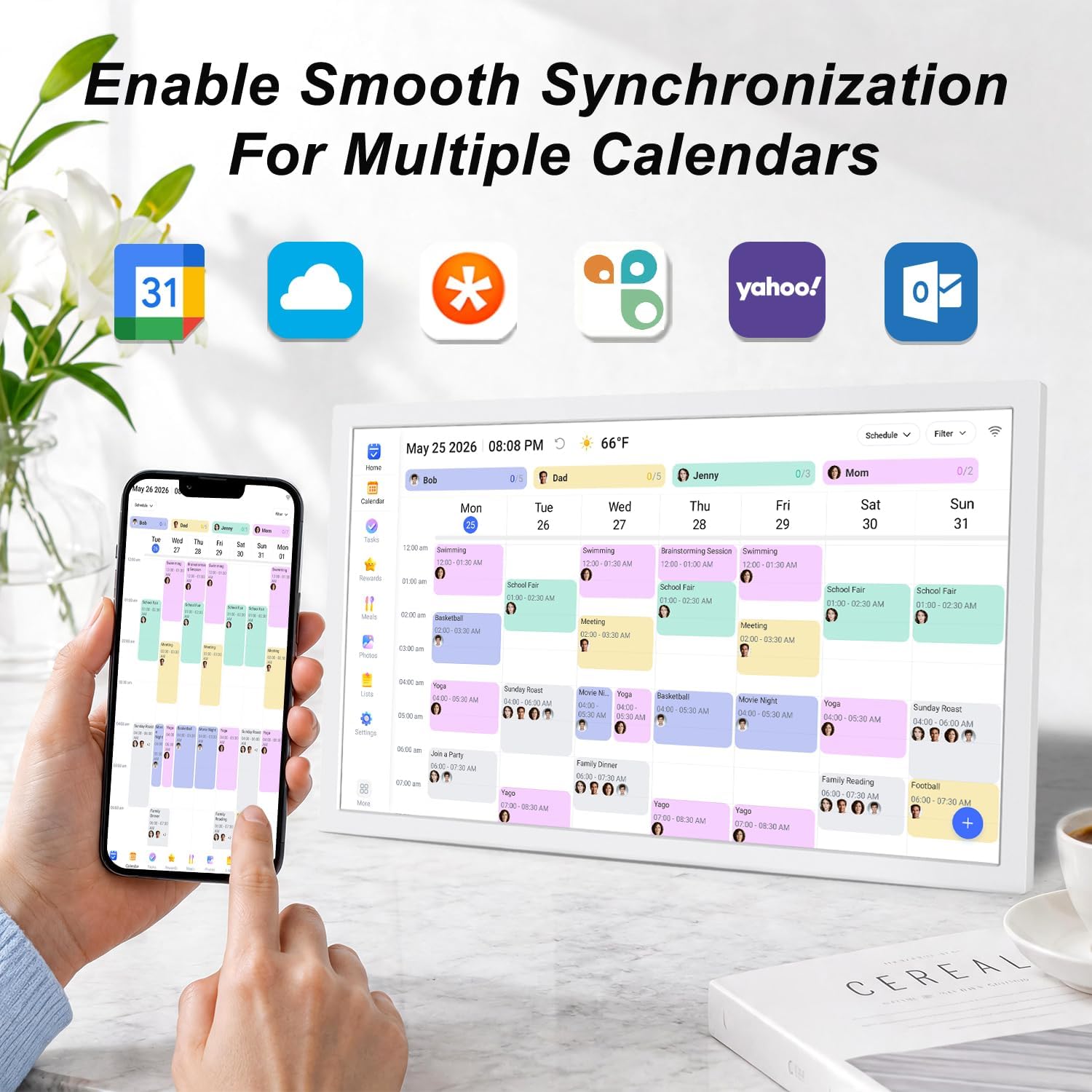 27" Smart Digital Calendar for-Family-Business-Planner - Touchscreen Electronic Calendar with Chore Chart, Star Rewards, To-Do Lists, Auto-Sync Google iCloud Outlook, Wall Mountable, Gift for Mom Dad image 4
