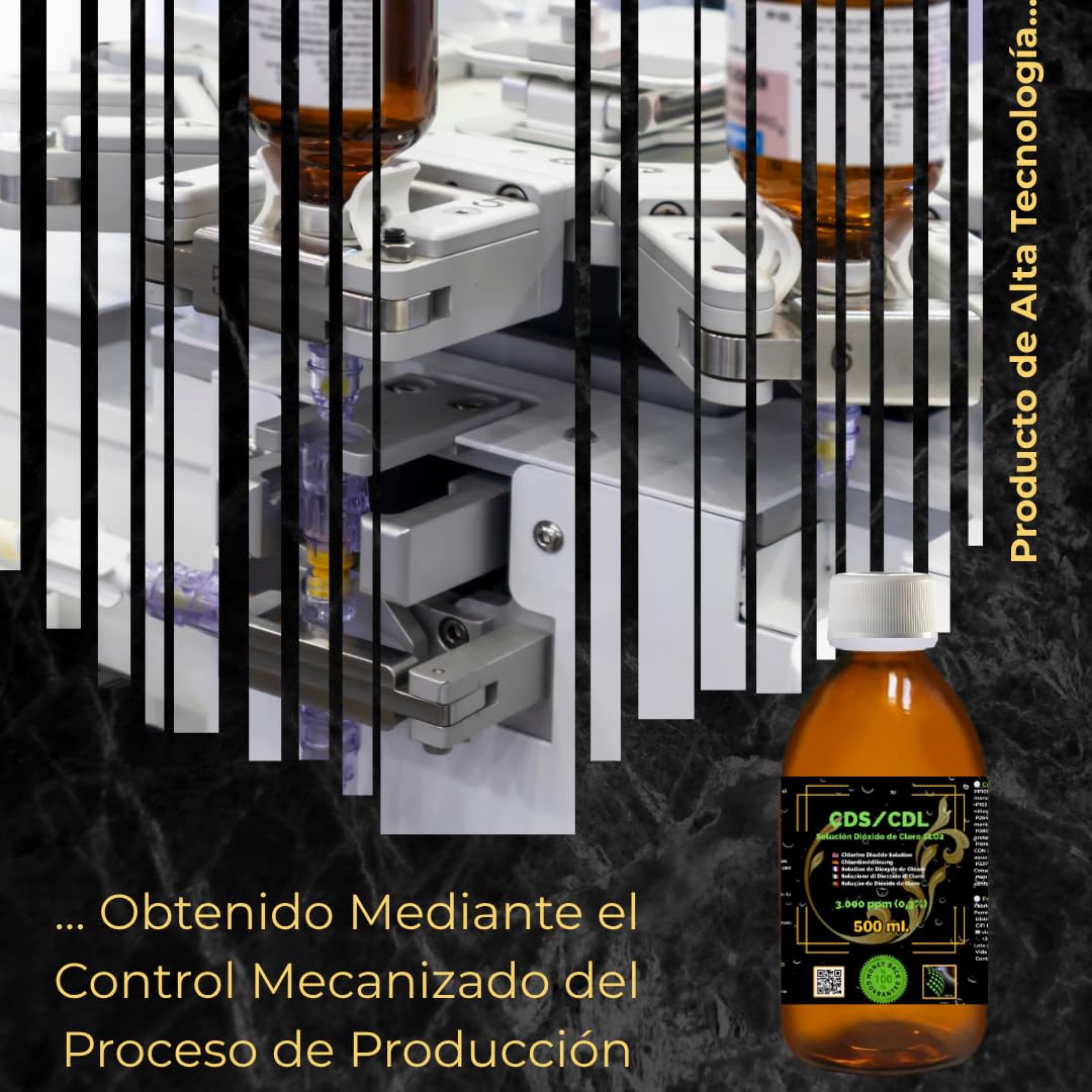 CDS/CDL 3000 ppm 500 ml | Roztwór dwutlenku chloru w butelce ze szkła bursztynowego z korkiem bezpieczeństwa i dozownikiem | Wysoka czystość i dokładne dozowanie | Ekskluzywne zastosowanie