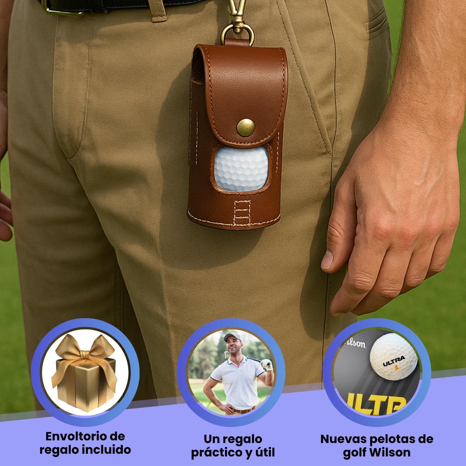 Juego de Golf Personalizado: 4 Pelotas Grabadas con Iniciales y Estuche de Cuero Golfistas