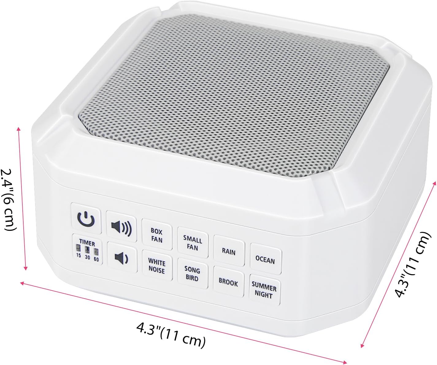 LUXSWAY Sound Machine, White Noise Machine for Adults Kids Baby | 8 Non-looping Sounds | Powered by AC or USB | Timer | Easy to Pocket and Travel – Classic White