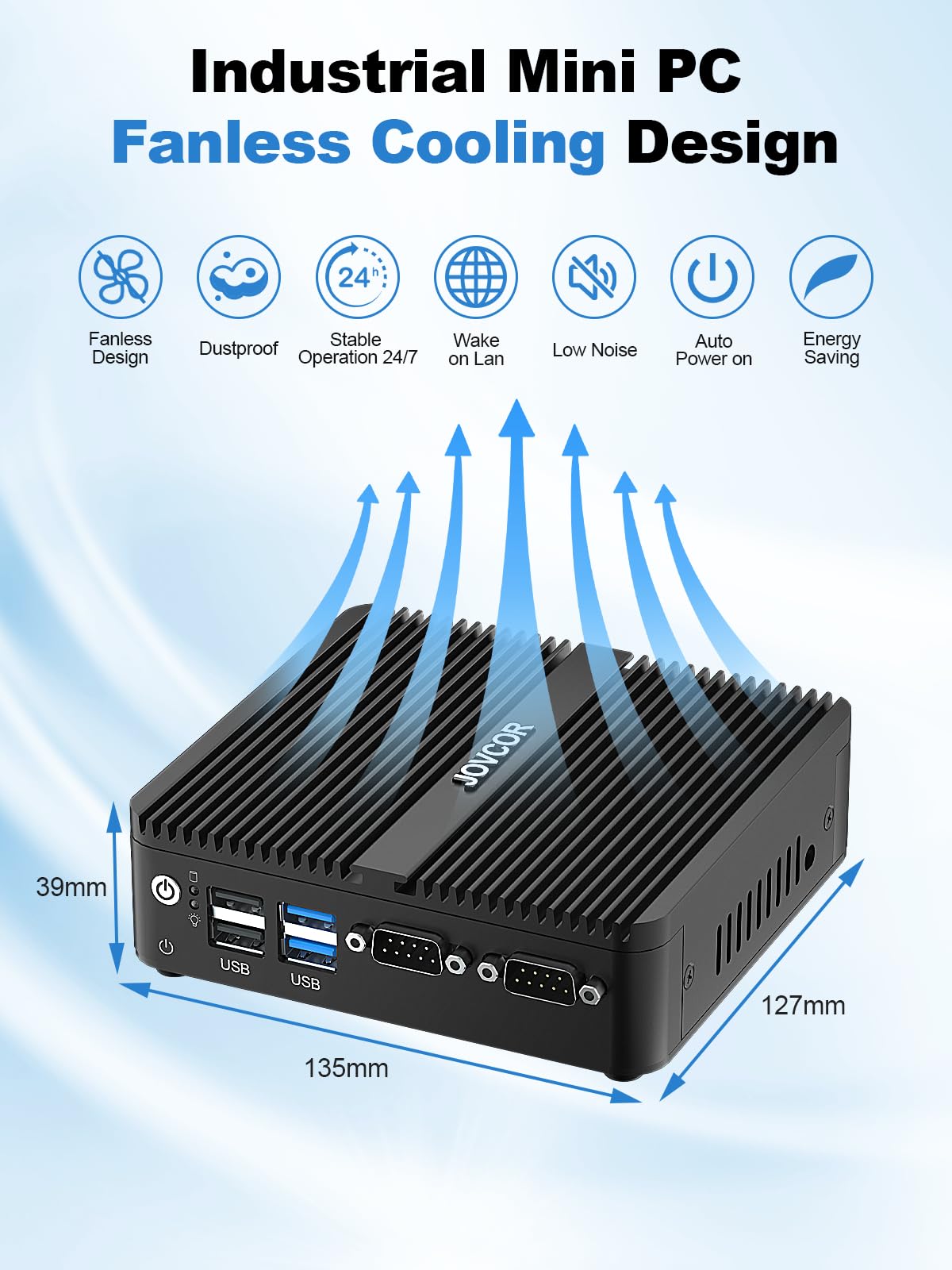 Mini PC Fanless Industriel, PC sans Ventilateur N100, Industriel Ordinateur 4K Dual Display, 16GB RAM 512GB SSD, for Entertainment, Medical
