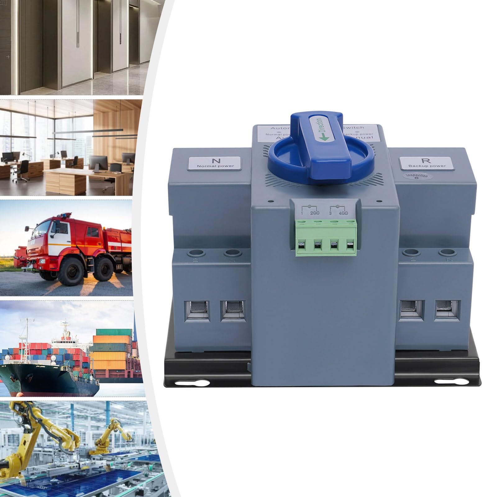 MINRS Interruttore di trasferimento automatico Dual Power 2P 63A AC 220V Corrente di emergenza Commutatore automatico per elettricità domestica, ospedali, hotel, centri commerciali e banche