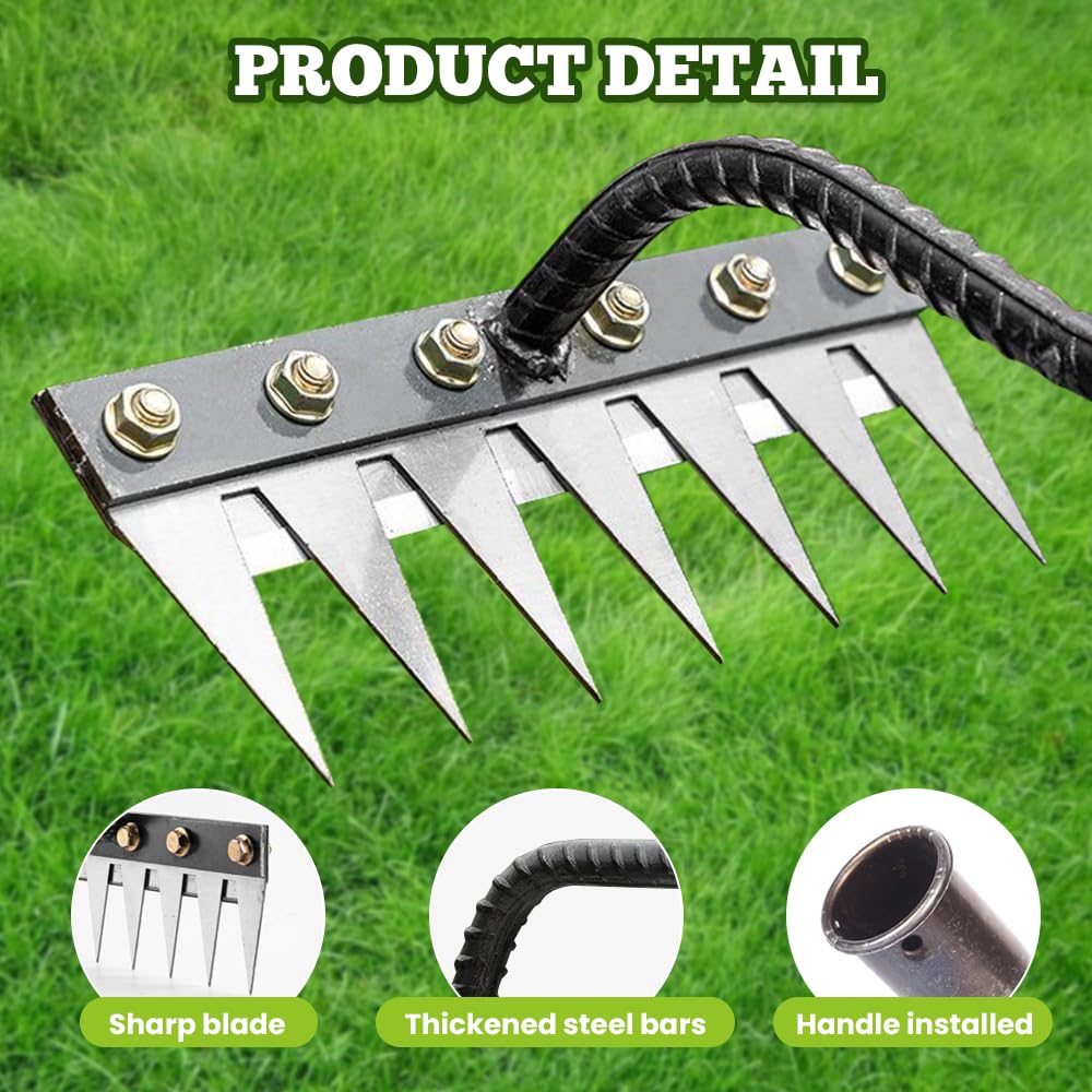 Detachable Gardening Hand Weeder Tool, Manual Weeder Claw Remover, Weed Puller Rake, Detachable Garden Hand Weeder Tool, Effective Uprooting for Lawn Garden Yard Vegetable Backyard Farm (8 Tines)
