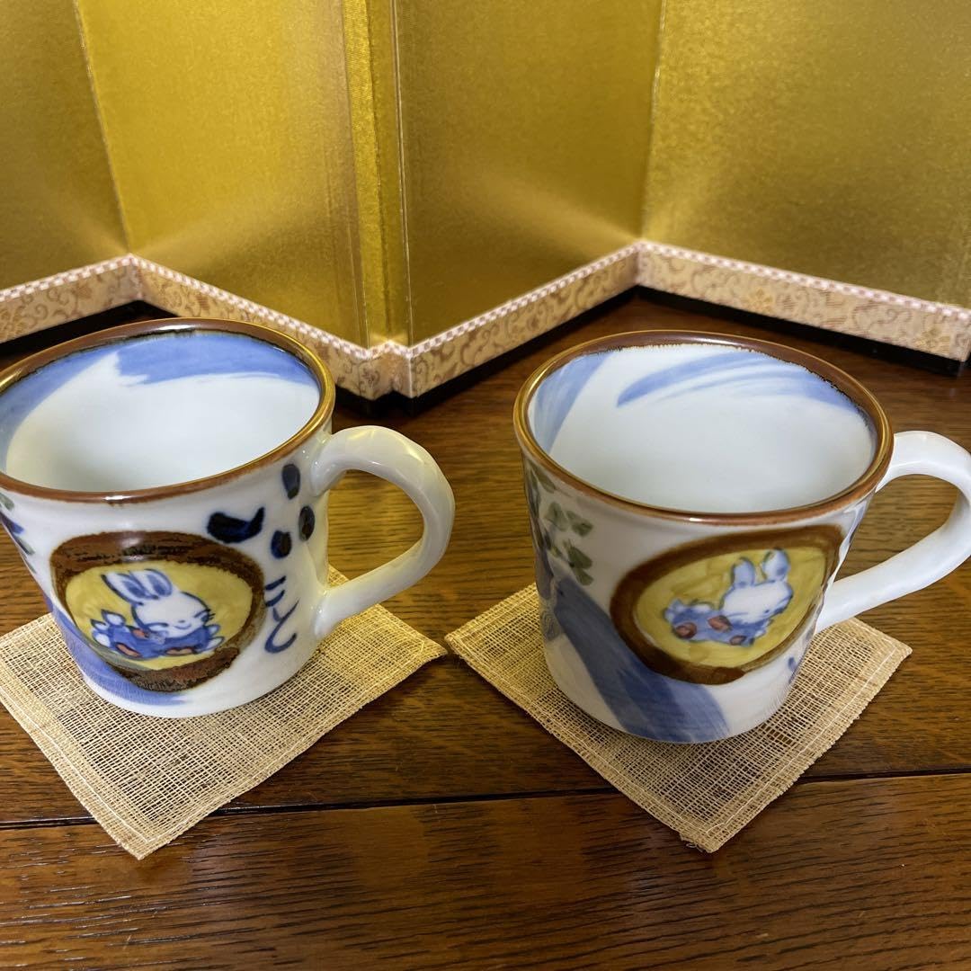 【夕立窯】 お散歩うさぎマグペア 元箱入り 夕立窯】 お散歩うさぎマグペア 元箱入り キッチン・食器