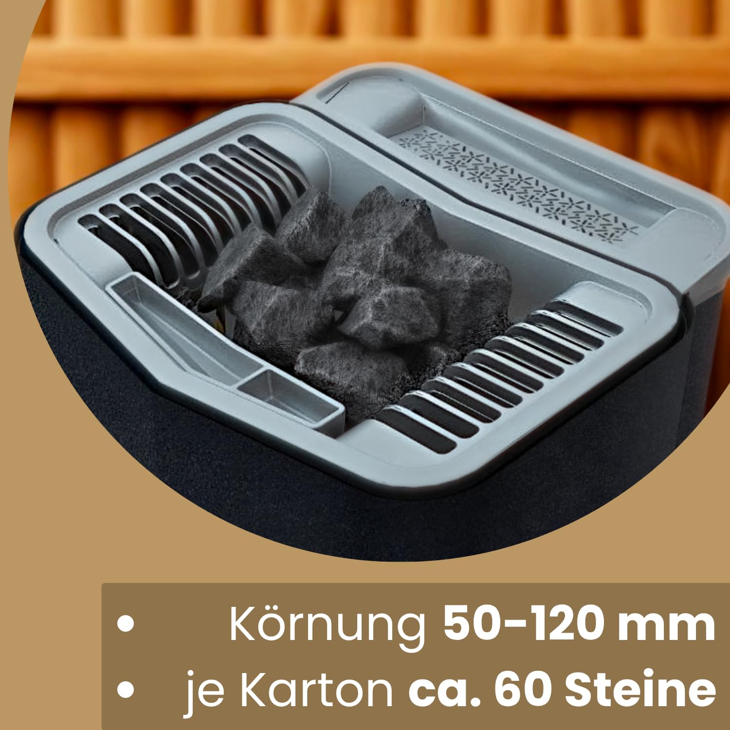 Tylö Saunasteine Diabas gewaschen 20 kg - Original Markenqualität Made in Sweden - Körnung 50-120 mm - Ca. 60 Natur-Saunasteine - Staubfrei für Saunaöfen