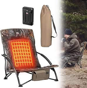 KEMIMOTO Heated Hunting Blind Chair 300 Lbs Height Adjustable Quick Folding Portable Comfortable Hunting Deer Fishing, Camping Ground Chair
