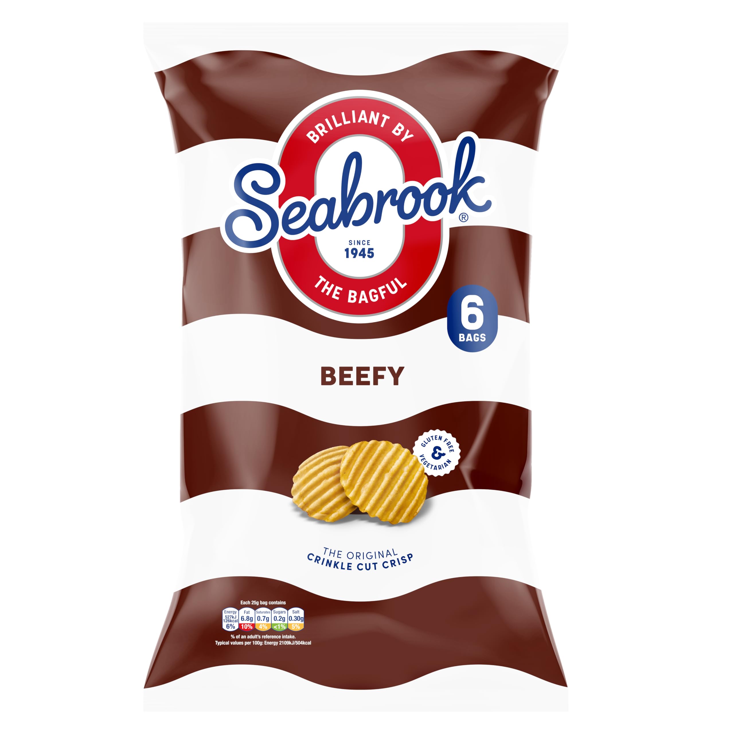 Seabrook Crinkle Cut Crisps Beefy 6 Pack (6 x 25g)