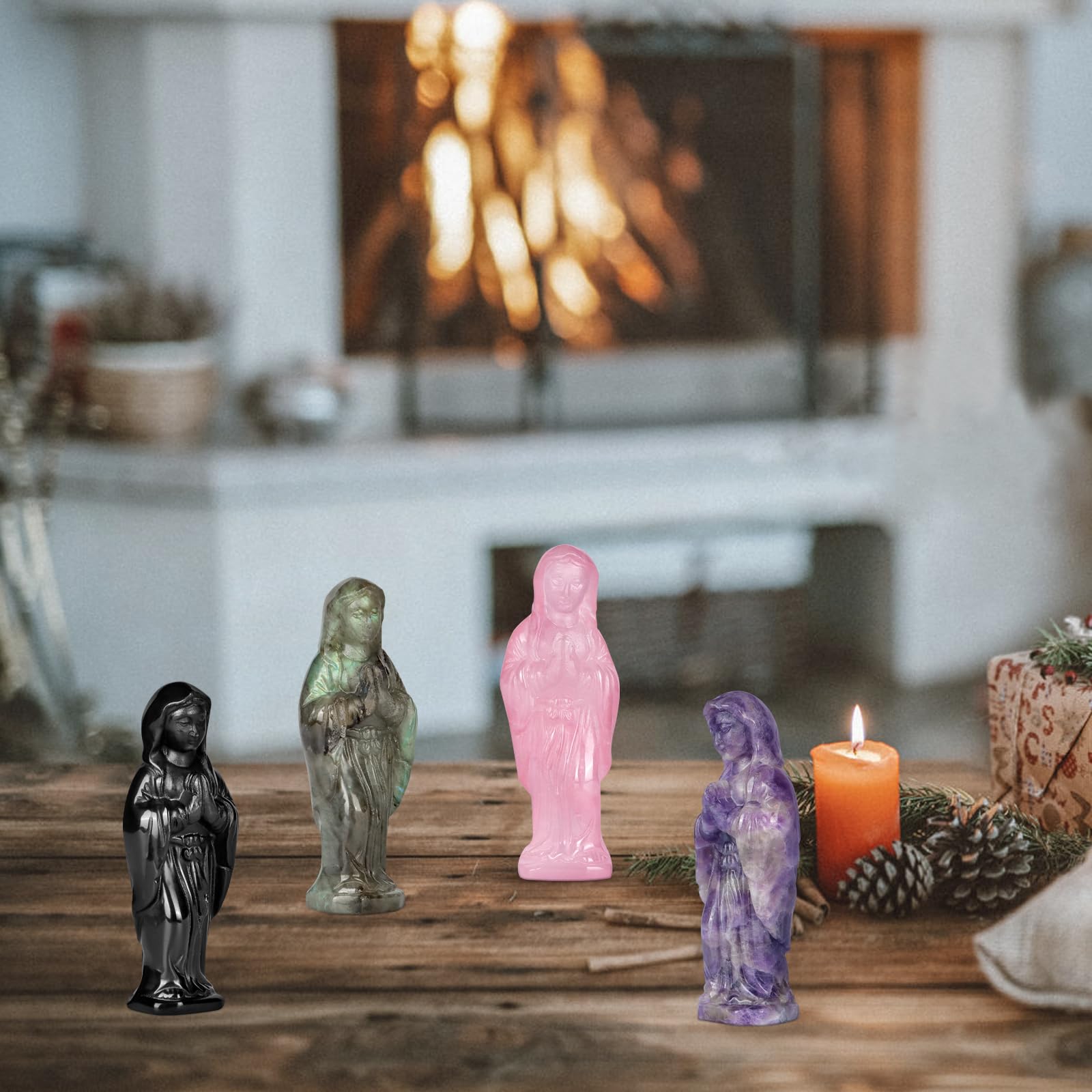 Amazon.co.jp: Hxswkk アメジスト 聖母マリア像 天使の置物 修道女彫刻