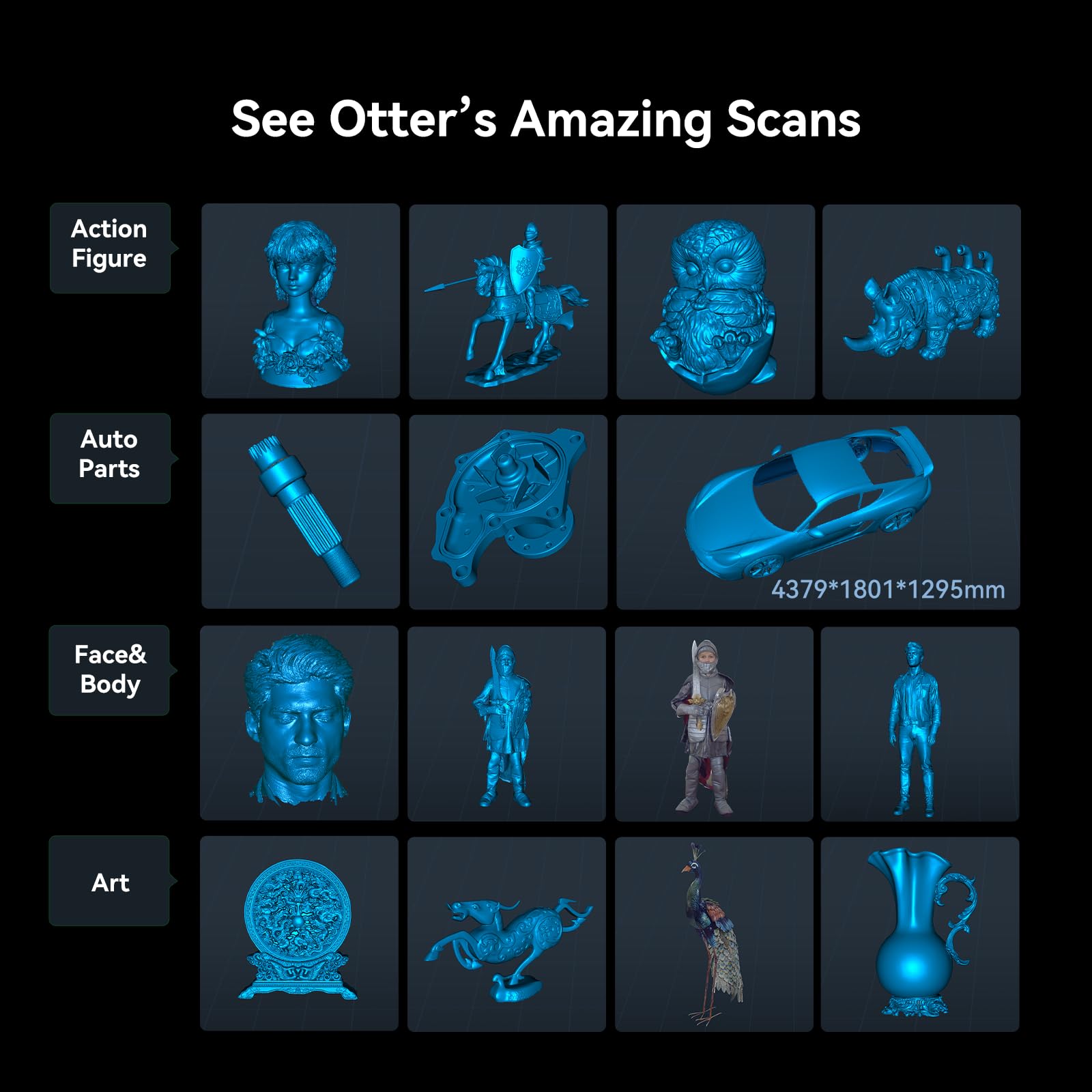 Creality CR-Scan Otter 3D-Scanner für 3D-Druck, Handheld-3D-Drucker-Scanner mit 4 Linsen, Stereo-Vision, 10–2000 mm Reichweite, Anti-Shake-Tracking, 24-Bit-Vollfarbe, für iOS, Mac, Windows, Android