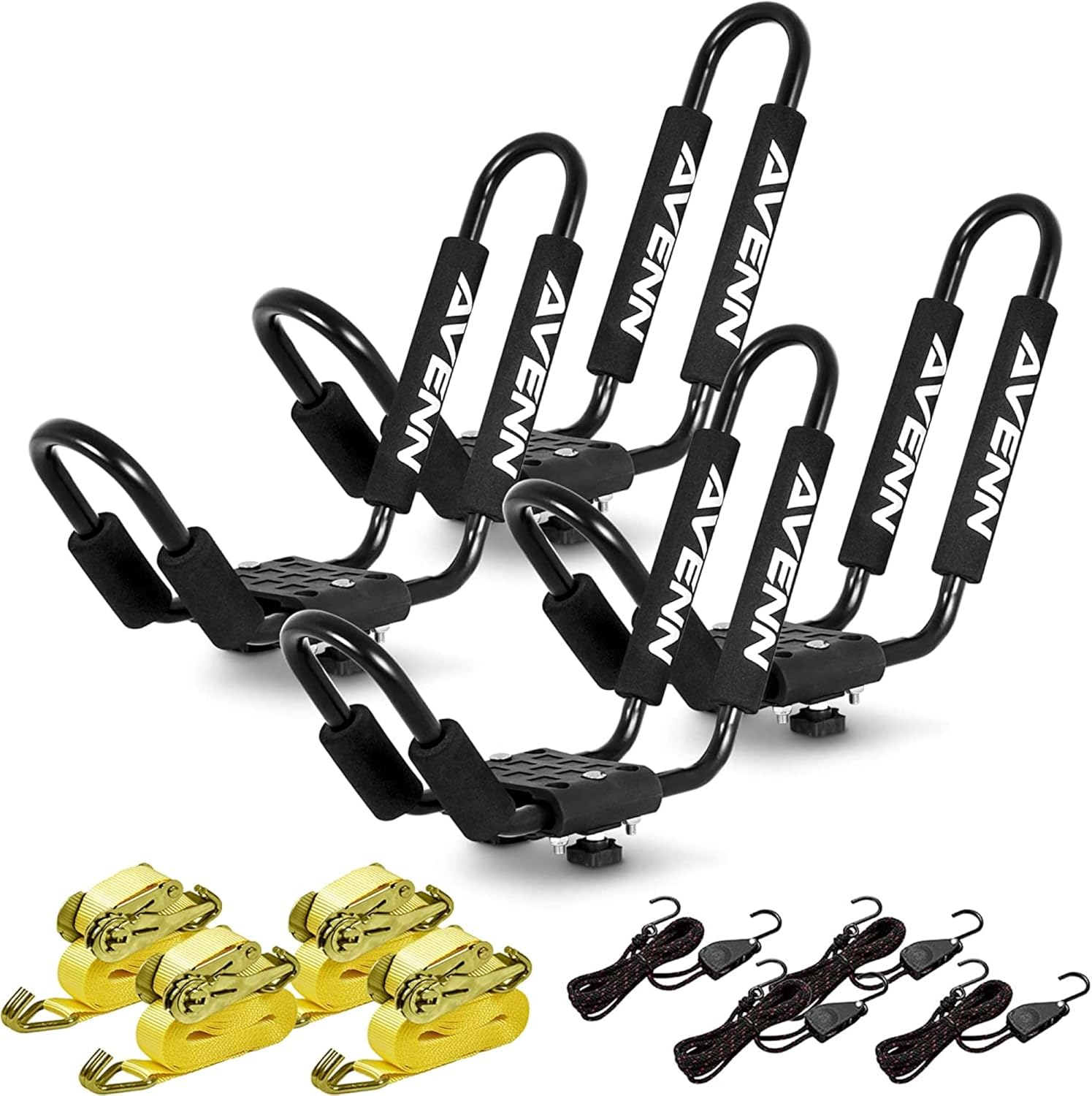 AVENN Rooftop J-Bar Kayak Rack for Canoe, Skis, Paddleboard or Surfboard, Heavy Duty Boat Carrier, Camping Storage Roof Mount for Car, Truck or SUV AVENN Rooftop J-Bar Kayak Rack for Canoe, Skis, Paddleboard or Surfboard, Heavy Duty Boat Carrier, Camping Storage Roof Mount for Car, Truck or SUV