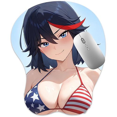 RUFSMAAN 3D Mouse Pad Oppai Mousepad, Anti-Slip Anime Manga Breast Gaming Wrist Rest Boob-pad Mouse Mat (Ryuko Matoi)