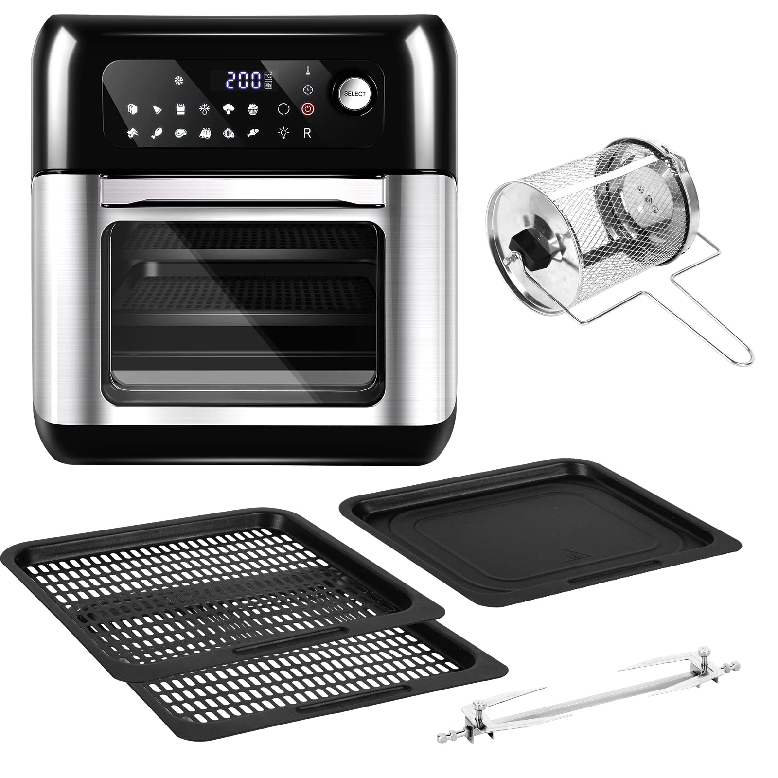 Air Fryer Oven , Uten 10L 1500W Digital Air Fryer Oven, Smart Tabletop