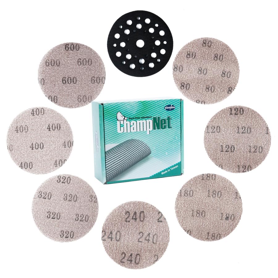 Discos de lijado de malla de 5 pulgadas y 6 pulgadas, 35 discos de lijado de gancho y bucle, sin polvo, ideales para metal, madera, compuestos,