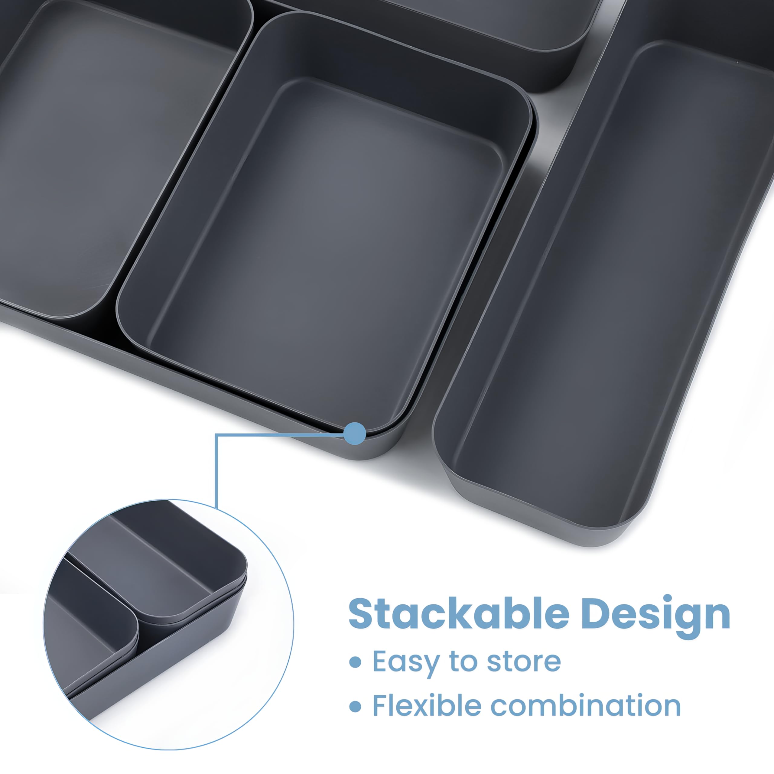 Bugucat Organizer Cassetti 10 Pezzi,Divisori Cassetti Scrivania in 3 Dimensioni,Organizer Contenitori Porta Oggetti Adatto per Guardaroba, Scrivania, Bagno, Cucina