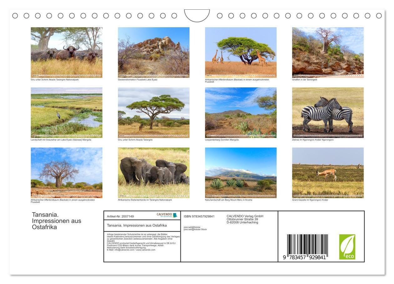 Tansania. Impressionen aus Ostafrika (Wandkalender 2026 DIN A4 quer), CALVENDO Monatskalender: Dieser Kalender nimmt Sie mit in das ostafrikanische ... Länder Afrikas. (CALVENDO Natur)