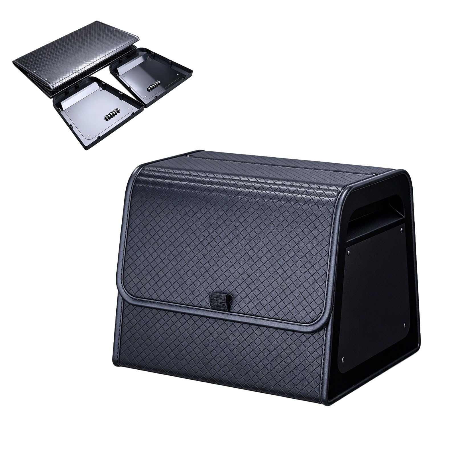 Organizer per bagagliaio, divisorio rimovibile per auto, in pelle PU e pannello a nido d'ape in polipropilene, fissato con viti, estremamente robusto, 38 x 33 x 30 cm (lunghezza x larghezza x