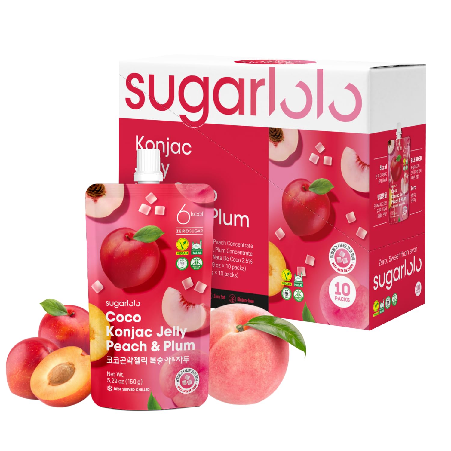 Amazon.com: Sugarlolo Konjac Sweet Coco Peach & Plum Jelly Snack