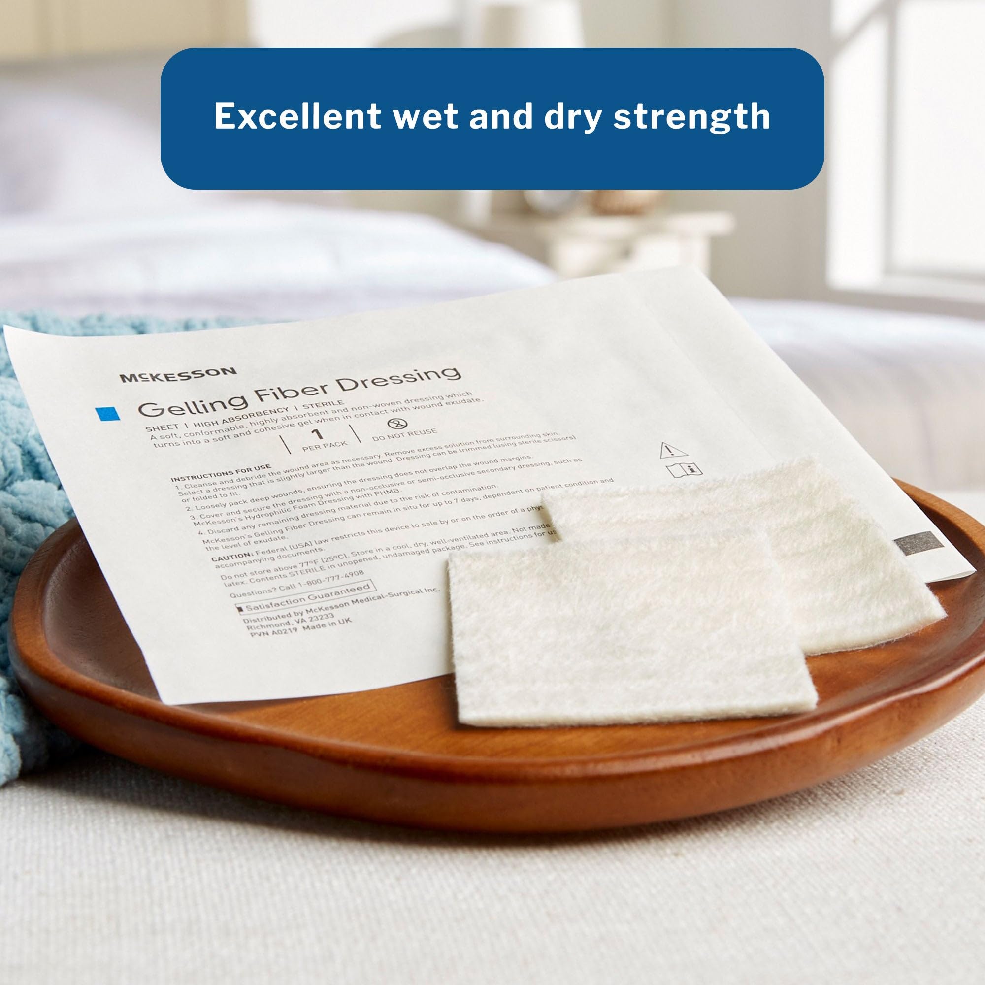 McKesson Gelling Fiber Sheet Dressing, Absorbent, 4 x 4 3/4 in, 10 ct