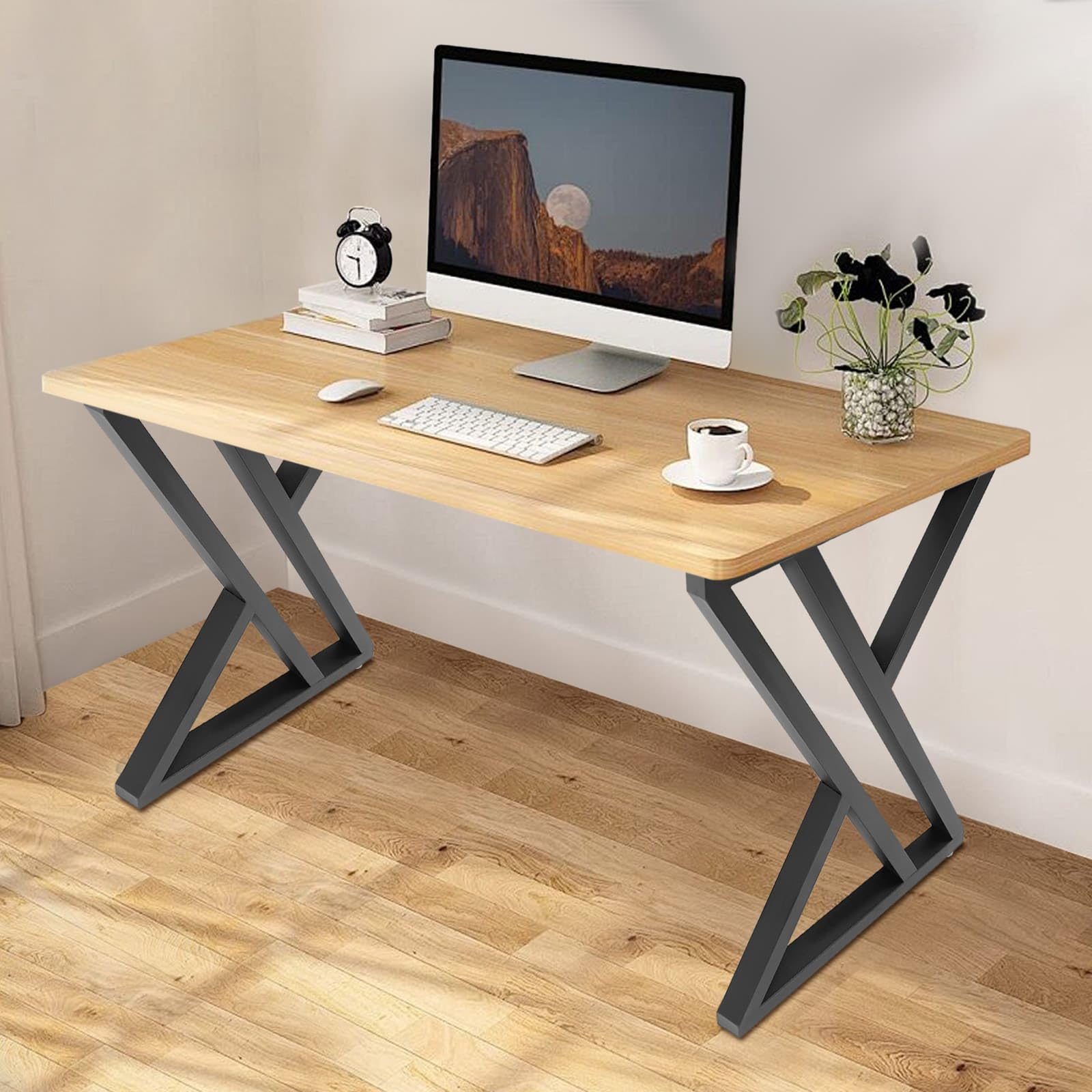 Set di 2 gambe da tavolo in metallo, forma a X stabile, capacità di carico 300 kg, stile industriale, altezza 70 x larghezza 50 cm, per soggiorno, ufficio, hotel, bar