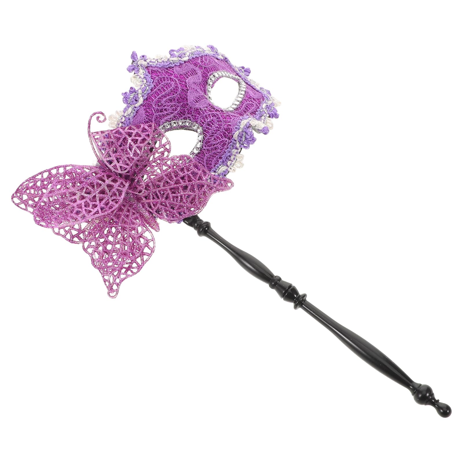 Healvian Masque Vénitien Demi-visage Violet avec Tige Masque de Fête Costumée Féminin de Carnaval Décoratif pour Bal Masqué et Cosplay Accessoire Léger et Réutilisable
