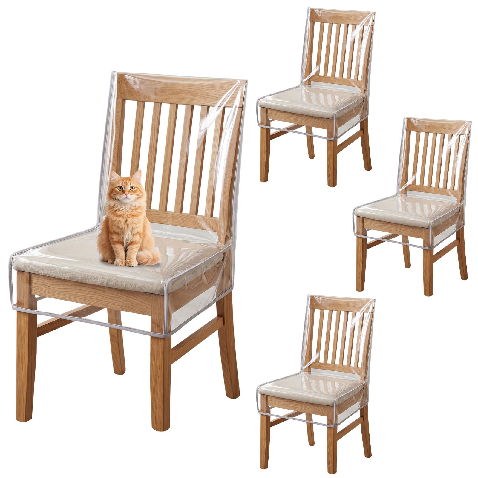 YUNYOUC Clear Dining Chair Cover Waterproof PVC Seat Protector(Set of 4)