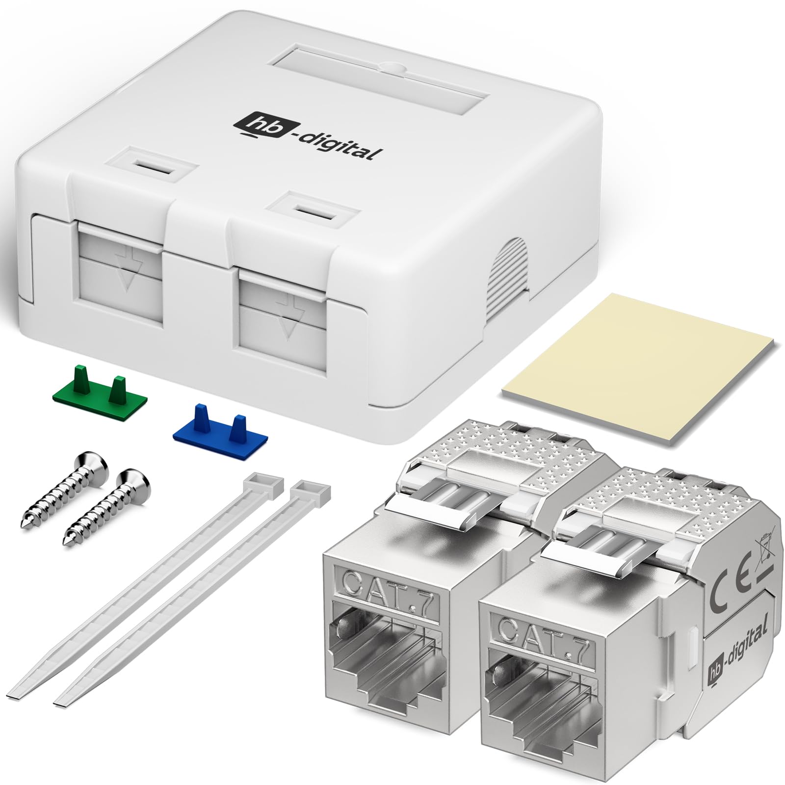 HB-DIGITAL Anschlussbox 1,2 Port Keystone Modul CAT 6,7,8