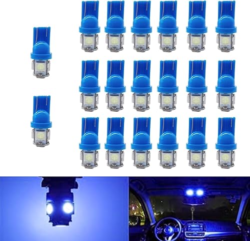 Miniatura 1 de 20 bombillas para automóvil, luz de ancho T10-5050-5SMD, luces de matrícula superbrillantes de 5 W y 12 V, luces de lectura, luces interiores de