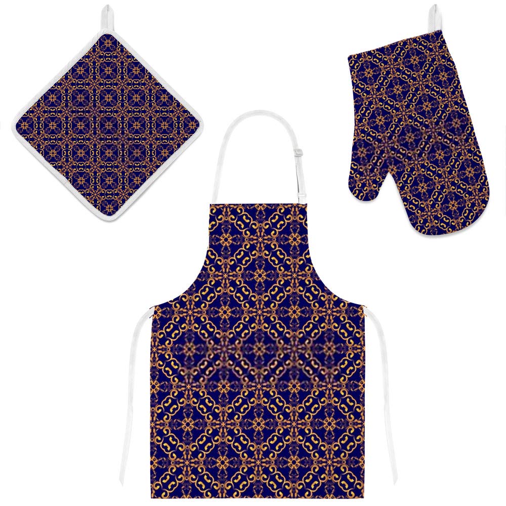 Tablier de cuisine protection totale avec gants thermiques et maniques Pop Art