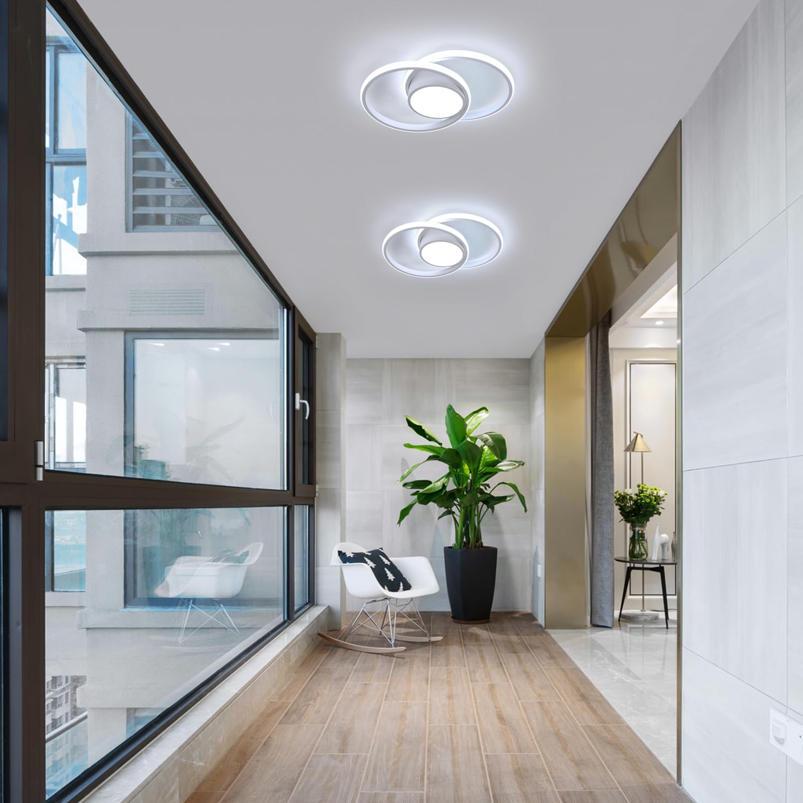 Plafoniera LED, Lampada da Soffitto in Metallo, 32W Quadrato LED